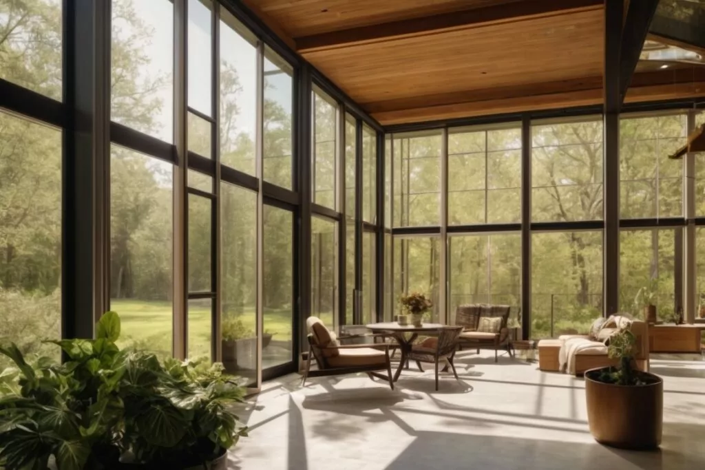 Charlotte home with energy-efficient tinted windows, protecting interiors from UV rays