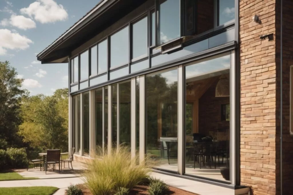 Modern home with solar window film, sunny day, suburban Charlotte